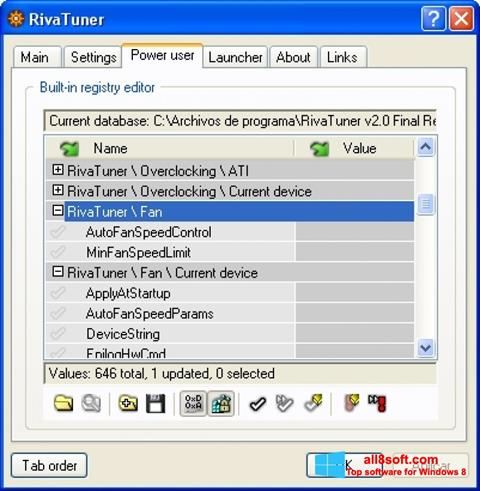 Ekran görüntüsü RivaTuner Windows 8
