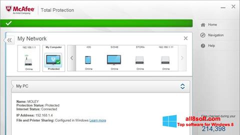 Ekran görüntüsü McAfee Total Protection Windows 8