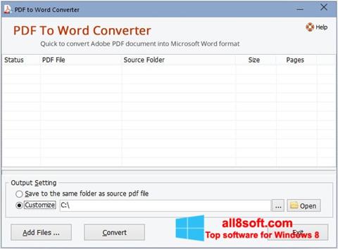 Ekran görüntüsü PDF to Word Converter Windows 8