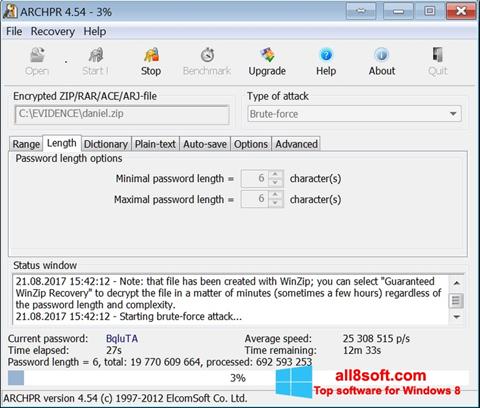 Ekran görüntüsü Advanced Archive Password Recovery Windows 8
