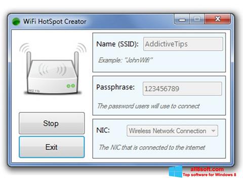 Ekran görüntüsü Wi-Fi HotSpot Creator Windows 8