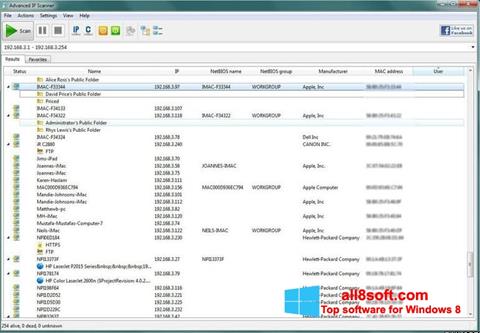 Ekran görüntüsü Advanced IP Scanner Windows 8