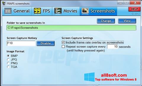 Ekran görüntüsü Fraps Windows 8