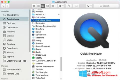 Ekran görüntüsü QuickTime Pro Windows 8