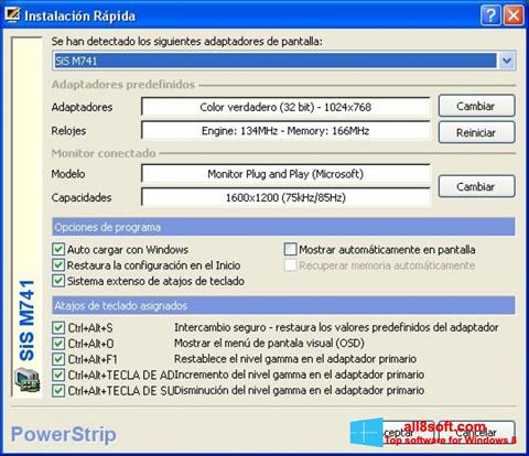 Ekran görüntüsü PowerStrip Windows 8