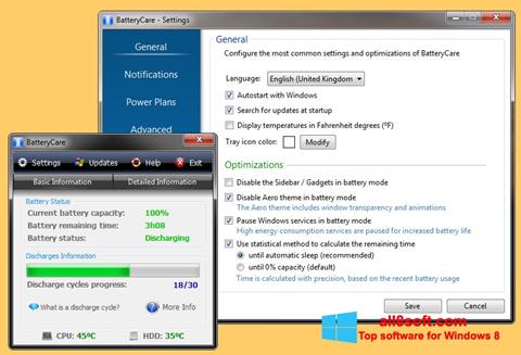 Ekran görüntüsü BatteryCare Windows 8