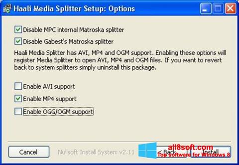 Ekran görüntüsü Haali Media Splitter Windows 8