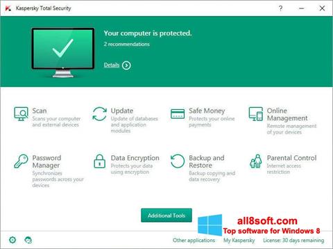 Ekran görüntüsü Kaspersky Total Security Windows 8