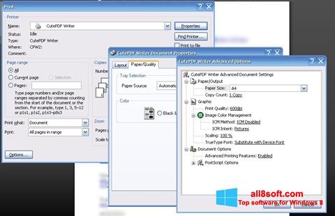 Ekran görüntüsü CutePDF Writer Windows 8