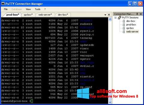Ekran görüntüsü PuTTY Connection Manager Windows 8