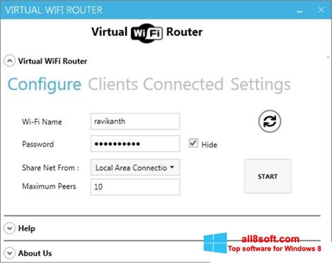 Ekran görüntüsü Virtual WiFi Router Windows 8