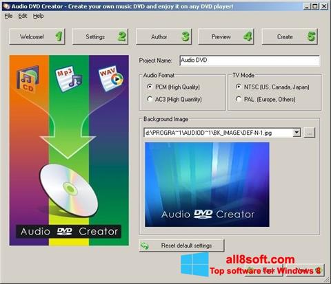 Ekran görüntüsü Audio DVD Creator Windows 8