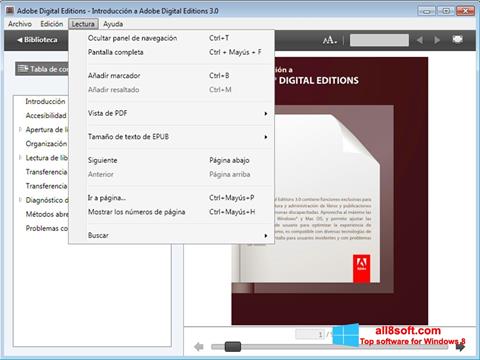 Ekran görüntüsü Adobe Digital Editions Windows 8
