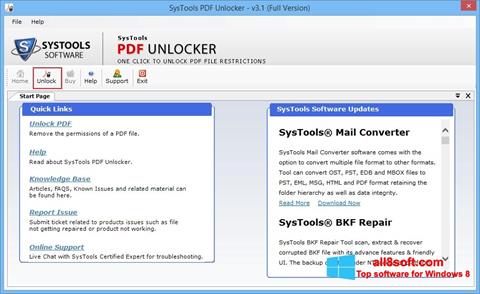 Ekran görüntüsü PDF Unlocker Windows 8