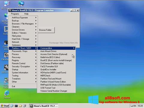 Ekran görüntüsü Hirens Boot CD Windows 8