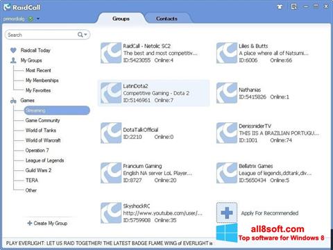 Ekran görüntüsü RaidCall Windows 8