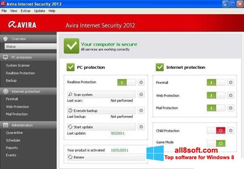 Ekran görüntüsü Avira Internet Security Windows 8