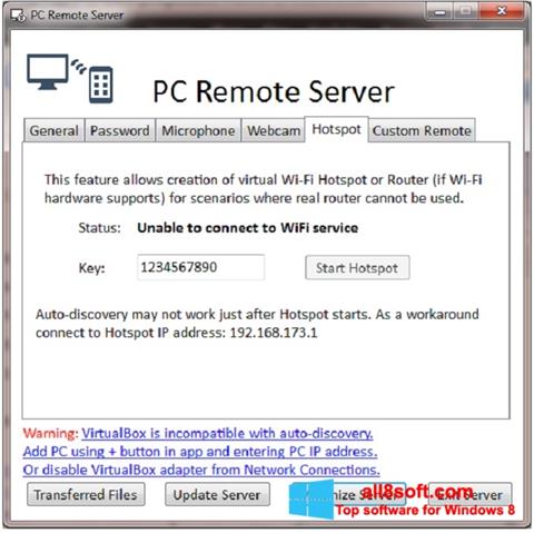 Ekran görüntüsü PC Remote Server Windows 8