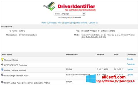 Ekran görüntüsü Driver Identifier Windows 8