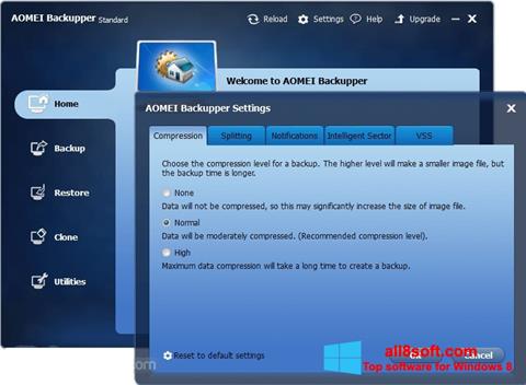 Ekran görüntüsü AOMEI Backupper Windows 8