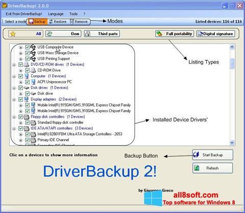 Ekran görüntüsü Driver Backup Windows 8