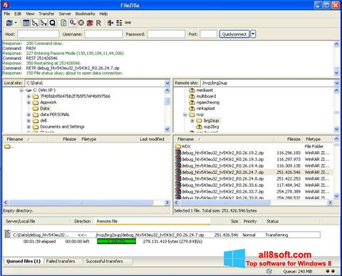 Ekran görüntüsü FileZilla Server Windows 8