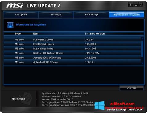 Ekran görüntüsü MSI Live Update Windows 8